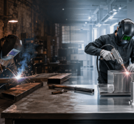 Comparativa entre soldadura MIG tradicional y soldadura láser portátil en un taller industrial moderno