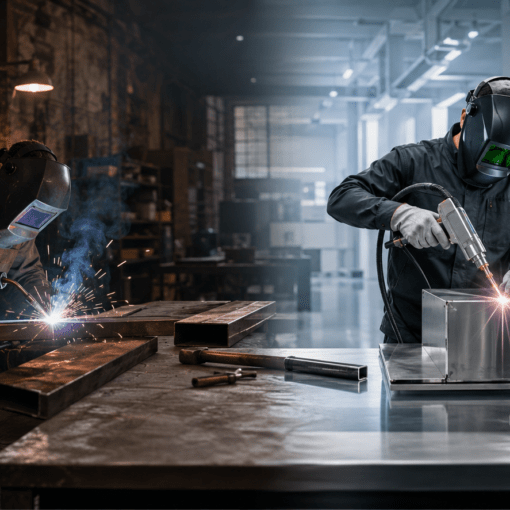 Comparativa entre soldadura MIG tradicional y soldadura láser portátil en un taller industrial moderno